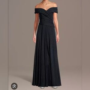 Off-the-Shoulder Draped Bodice A-Line Dress